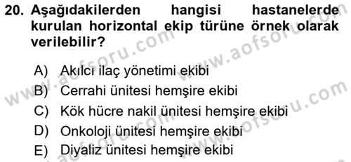 Sağlık İşletmelerinde Davranış Dersi 2023 - 2024 Yılı (Vize) Ara Sınav Soruları 20. Soru