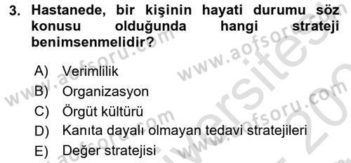 Sağlık İşletmelerinde Davranış Dersi 2023 - 2024 Yılı (Vize) Ara Sınav Soruları 3. Soru