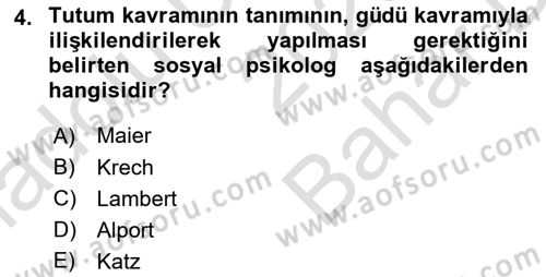 Sağlık İşletmelerinde Davranış Dersi 2023 - 2024 Yılı (Vize) Ara Sınav Soruları 4. Soru