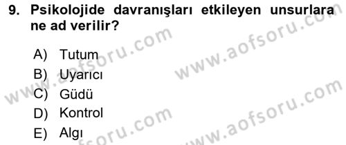 Sağlık İşletmelerinde Davranış Dersi 2023 - 2024 Yılı (Vize) Ara Sınav Soruları 9. Soru