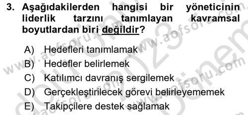 Sağlık İşletmelerinde Davranış Dersi 2023 - 2024 Yılı (Final) Dönem Sonu Sınav Soruları 3. Soru