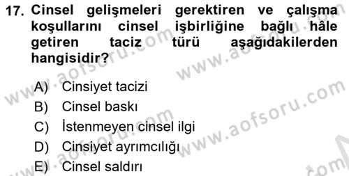 Sağlık İşletmelerinde Davranış Dersi 2023 - 2024 Yılı Yaz Okulu Sınav Soruları 17. Soru