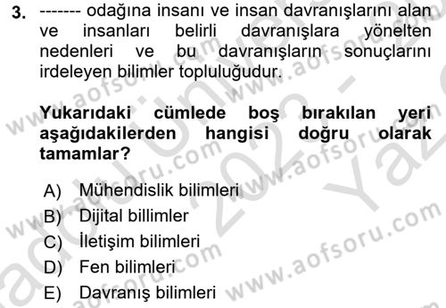 Sağlık İşletmelerinde Davranış Dersi 2023 - 2024 Yılı Yaz Okulu Sınav Soruları 3. Soru