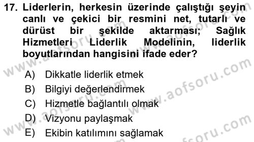 Sağlık İşletmelerinde Davranış Dersi 2024 - 2025 Yılı (Vize) Ara Sınav Soruları 17. Soru