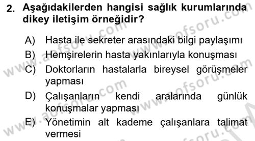 Sağlık İşletmelerinde Davranış Dersi 2024 - 2025 Yılı (Vize) Ara Sınav Soruları 2. Soru