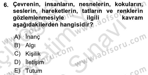 Sağlık İşletmelerinde Davranış Dersi 2024 - 2025 Yılı (Vize) Ara Sınav Soruları 6. Soru