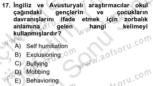Sağlık İşletmelerinde Davranış Dersi 2024 - 2025 Yılı (Final) Dönem Sonu Sınav Soruları 17. Soru