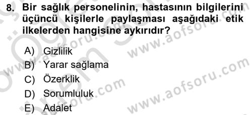 Sağlık İşletmelerinde Davranış Dersi 2024 - 2025 Yılı (Final) Dönem Sonu Sınav Soruları 8. Soru