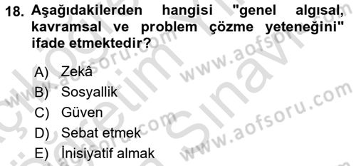 Sağlık İşletmelerinde Davranış Dersi 2025 - 2026 Yılı (Vize) Ara Sınav Soruları 18. Soru