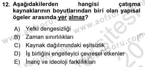Sağlık İşletmelerinde Davranış Dersi 2025 - 2026 Yılı (Final) Dönem Sonu Sınav Soruları 12. Soru