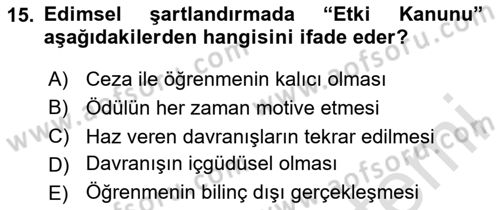 Sağlık İşletmelerinde Davranış Dersi 2025 - 2026 Yılı (Final) Dönem Sonu Sınav Soruları 15. Soru