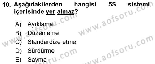 Sağlık İşletmeciliği 2 Dersi 2020 - 2021 Yılı Yaz Okulu Sınav Soruları 10. Soru
