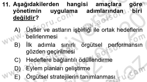 Sağlık İşletmeciliği 2 Dersi 2020 - 2021 Yılı Yaz Okulu Sınav Soruları 11. Soru