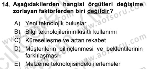 Sağlık İşletmeciliği 2 Dersi 2020 - 2021 Yılı Yaz Okulu Sınav Soruları 14. Soru