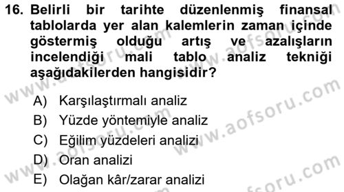 Sağlık İşletmeciliği 2 Dersi 2020 - 2021 Yılı Yaz Okulu Sınav Soruları 16. Soru
