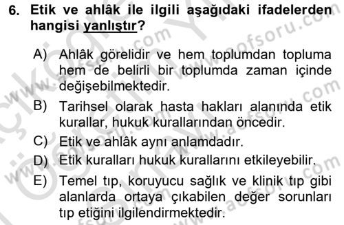 Sağlık İşletmeciliği 2 Dersi 2020 - 2021 Yılı Yaz Okulu Sınav Soruları 6. Soru