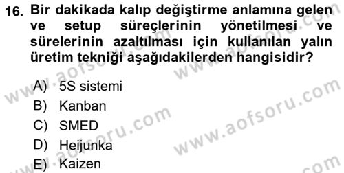 Sağlık İşletmeciliği 2 Dersi 2021 - 2022 Yılı (Vize) Ara Sınav Soruları 16. Soru