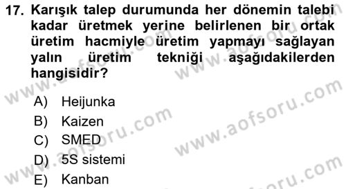 Sağlık İşletmeciliği 2 Dersi 2021 - 2022 Yılı (Vize) Ara Sınav Soruları 17. Soru