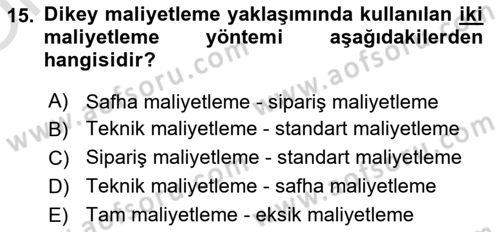 Sağlık İşletmeciliği 2 Dersi 2021 - 2022 Yılı Yaz Okulu Sınav Soruları 15. Soru