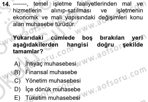 Sağlık İşletmeciliği 2 Dersi 2022 - 2023 Yılı Yaz Okulu Sınav Soruları 14. Soru