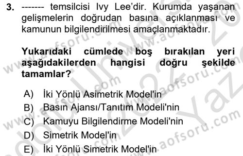 Sağlık İşletmeciliği 2 Dersi 2022 - 2023 Yılı Yaz Okulu Sınav Soruları 3. Soru