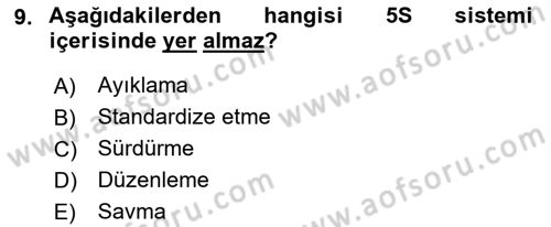 Sağlık İşletmeciliği 2 Dersi 2022 - 2023 Yılı Yaz Okulu Sınav Soruları 9. Soru