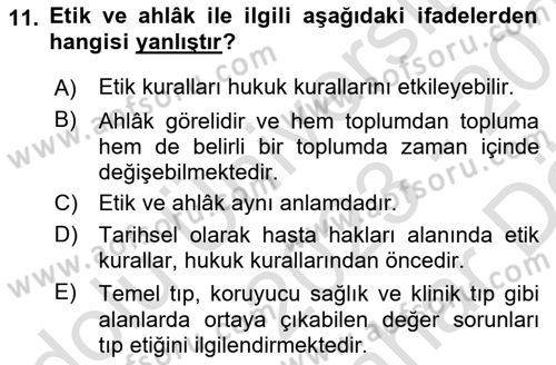 Sağlık İşletmeciliği 2 Dersi 2023 - 2024 Yılı (Vize) Ara Sınav Soruları 11. Soru