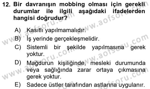 Sağlık İşletmeciliği 2 Dersi 2023 - 2024 Yılı (Vize) Ara Sınav Soruları 12. Soru