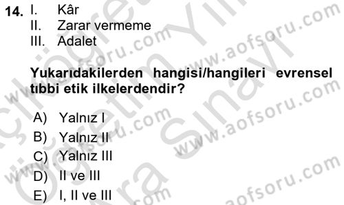 Sağlık İşletmeciliği 2 Dersi 2023 - 2024 Yılı (Vize) Ara Sınav Soruları 14. Soru
