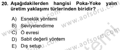 Sağlık İşletmeciliği 2 Dersi 2023 - 2024 Yılı (Vize) Ara Sınav Soruları 20. Soru