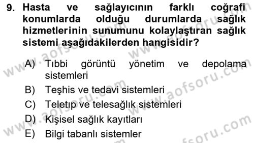 Sağlık İşletmeciliği 2 Dersi 2023 - 2024 Yılı (Vize) Ara Sınav Soruları 9. Soru