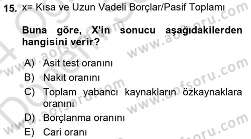 Sağlık İşletmeciliği 2 Dersi 2023 - 2024 Yılı (Final) Dönem Sonu Sınav Soruları 15. Soru