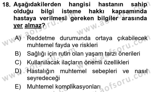 Sağlık İşletmeciliği 2 Dersi 2023 - 2024 Yılı (Final) Dönem Sonu Sınav Soruları 18. Soru