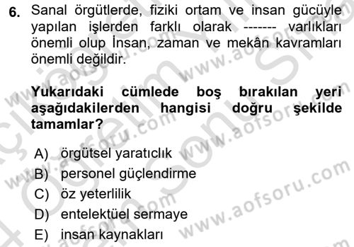 Sağlık İşletmeciliği 2 Dersi 2023 - 2024 Yılı (Final) Dönem Sonu Sınav Soruları 6. Soru