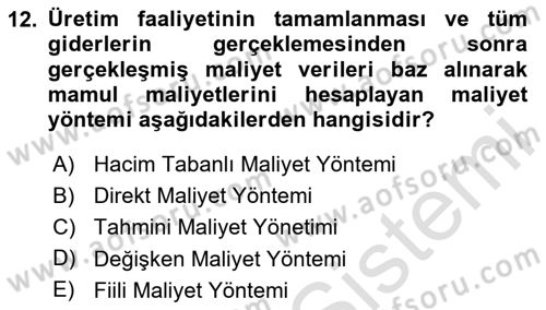 Sağlık İşletmeciliği 2 Dersi 2023 - 2024 Yılı Yaz Okulu Sınav Soruları 12. Soru
