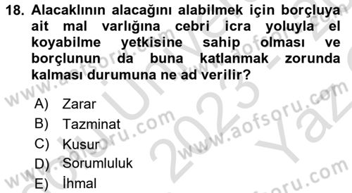 Sağlık İşletmeciliği 2 Dersi 2023 - 2024 Yılı Yaz Okulu Sınav Soruları 18. Soru