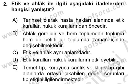 Sağlık İşletmeciliği 2 Dersi 2023 - 2024 Yılı Yaz Okulu Sınav Soruları 2. Soru
