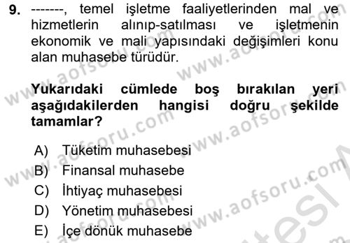 Sağlık İşletmeciliği 2 Dersi 2023 - 2024 Yılı Yaz Okulu Sınav Soruları 9. Soru