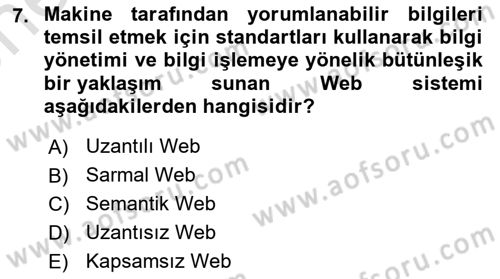 Sağlık İşletmeciliği 2 Dersi 2024 - 2025 Yılı (Vize) Ara Sınav Soruları 7. Soru