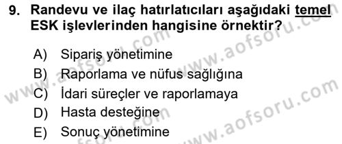 Sağlık İşletmeciliği 2 Dersi 2024 - 2025 Yılı (Vize) Ara Sınav Soruları 9. Soru