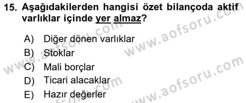 Sağlık İşletmeciliği 2 Dersi 2024 - 2025 Yılı (Final) Dönem Sonu Sınav Soruları 15. Soru