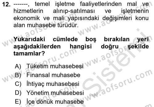 Sağlık İşletmeciliği 2 Dersi 2024 - 2025 Yılı Yaz Okulu Sınav Soruları 12. Soru