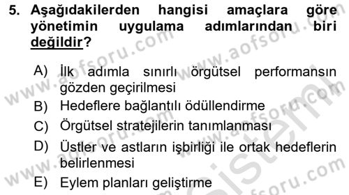Sağlık İşletmeciliği 2 Dersi 2024 - 2025 Yılı Yaz Okulu Sınav Soruları 5. Soru