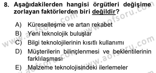 Sağlık İşletmeciliği 2 Dersi 2024 - 2025 Yılı Yaz Okulu Sınav Soruları 8. Soru