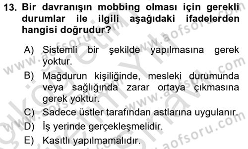 Sağlık İşletmeciliği 2 Dersi 2025 - 2026 Yılı (Vize) Ara Sınav Soruları 13. Soru