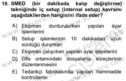 Sağlık İşletmeciliği 2 Dersi 2025 - 2026 Yılı (Vize) Ara Sınav Soruları 19. Soru