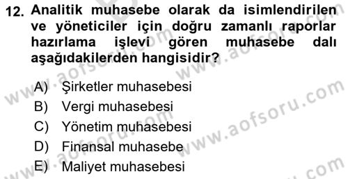 Sağlık İşletmeciliği 2 Dersi 2025 - 2026 Yılı (Final) Dönem Sonu Sınav Soruları 12. Soru