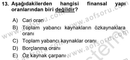 Sağlık İşletmeciliği 2 Dersi 2025 - 2026 Yılı (Final) Dönem Sonu Sınav Soruları 13. Soru