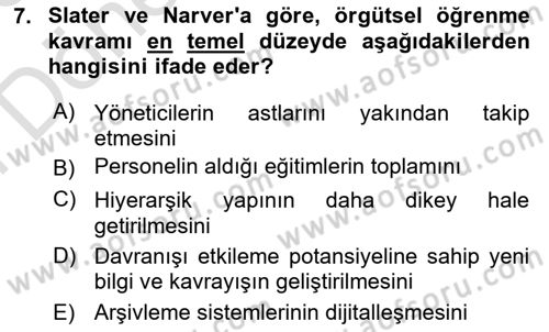 Sağlık İşletmeciliği 2 Dersi 2025 - 2026 Yılı (Final) Dönem Sonu Sınav Soruları 7. Soru