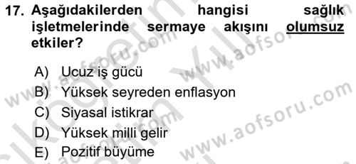 Sağlık İşletmelerinde Halkla İlişkiler Dersi 2020 - 2021 Yılı Yaz Okulu Sınav Soruları 17. Soru